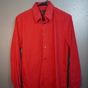 Express Design Studio Men's Red Modern Fit Dress Shirt Medium 15-15.5 Cotton